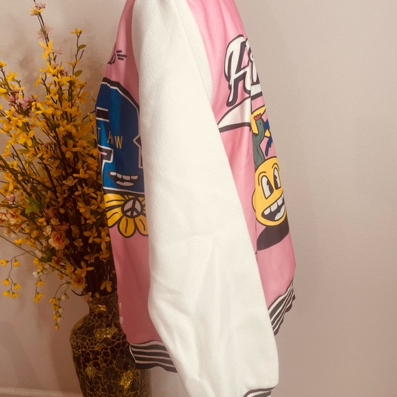Pink and White Female Varsity Jacket - Picture 5 of 6